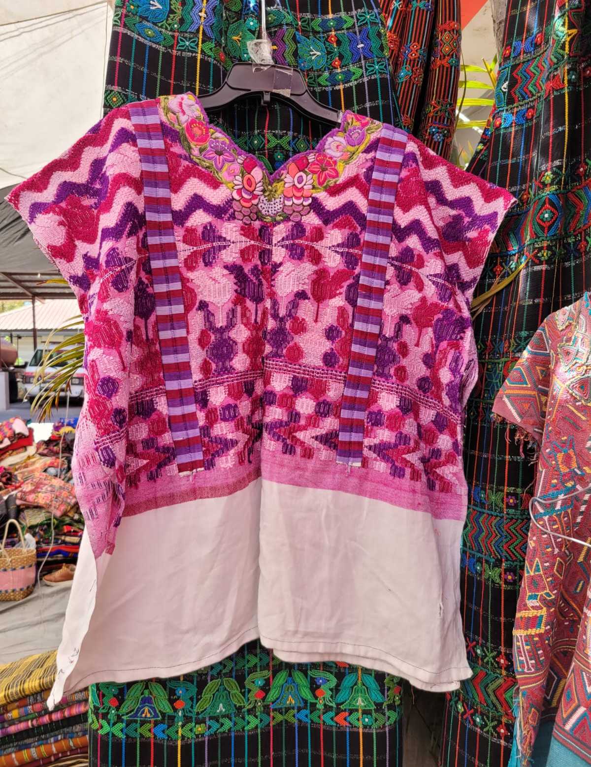 Berry and pink Xela huipil #3-53