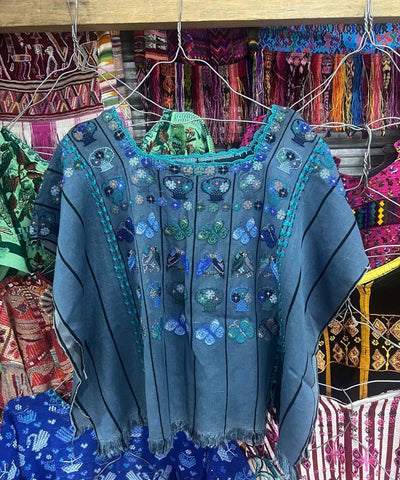 Vintage Guatemalan huipil with handwoven Mayan embroidery