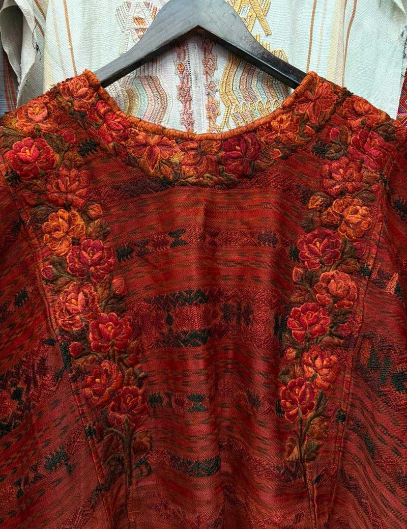 Burnt orange Xela Huipil #1-49