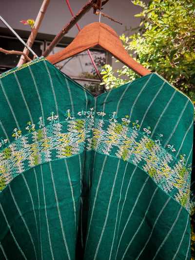 (Reserved for Hannah) Green striped huipil