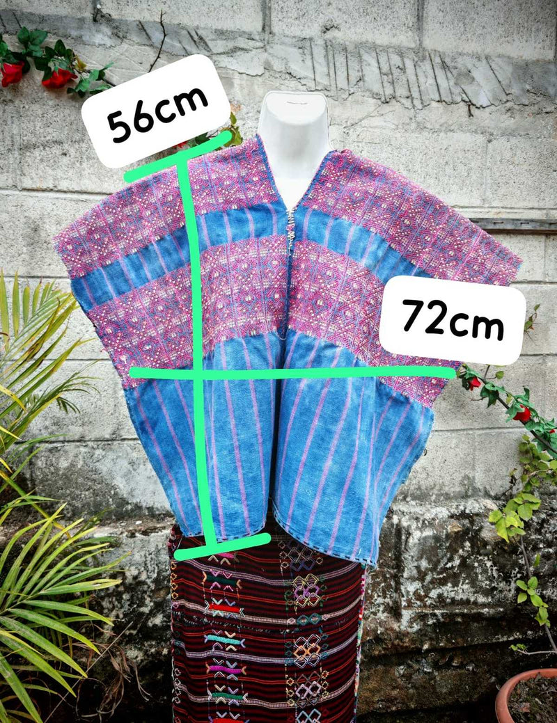 Faded indigo and red Nahuala huipil #4-136