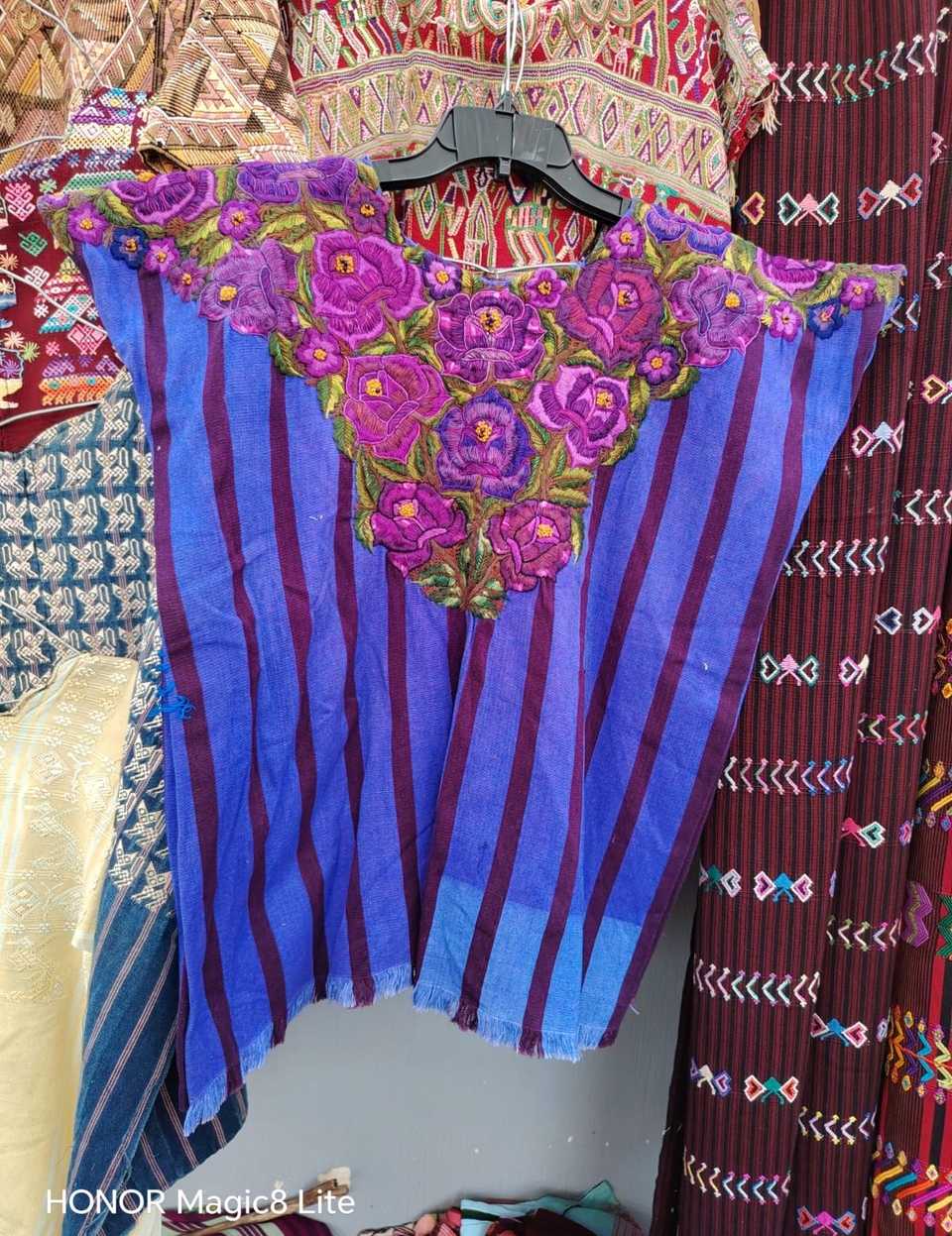Blue and berry floral Santiago huipil #5-320