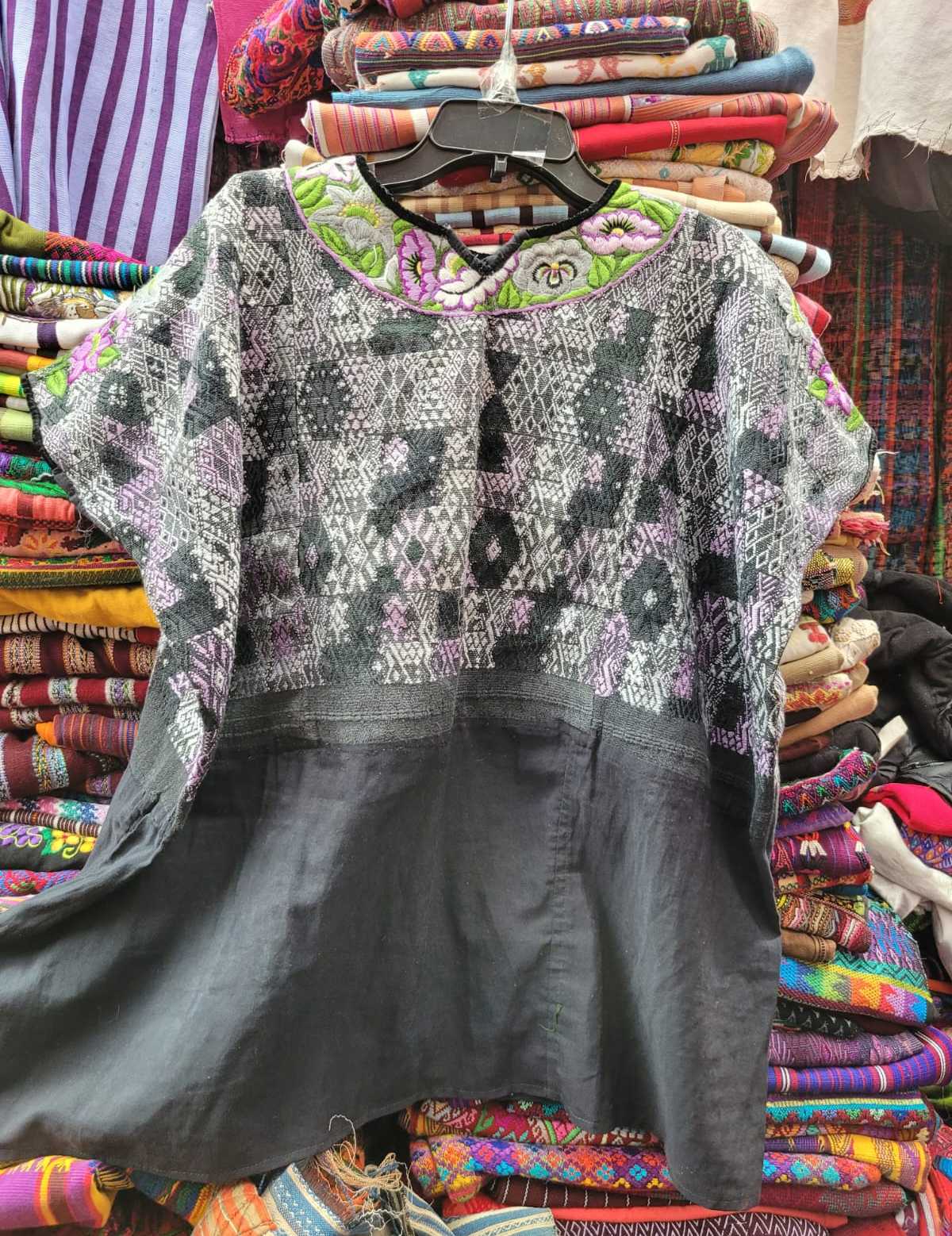 (Reserved for Sarah) Grey and violet Coban huipil #3-39