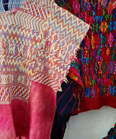Vintage Guatemalan huipil with handwoven Mayan embroidery