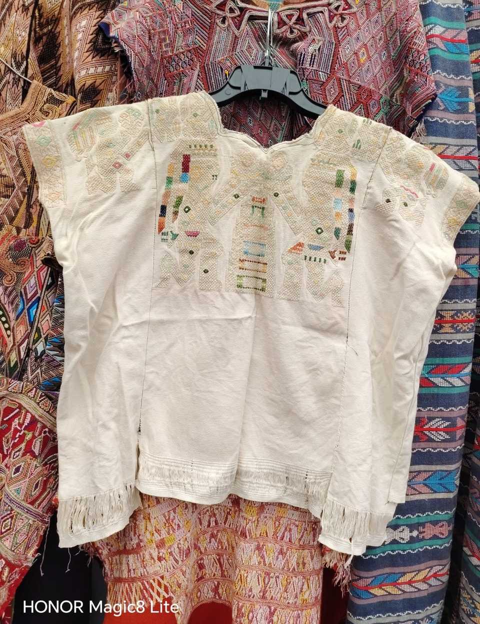 Ceremonial men on ivory Nahuala huipil #4-327