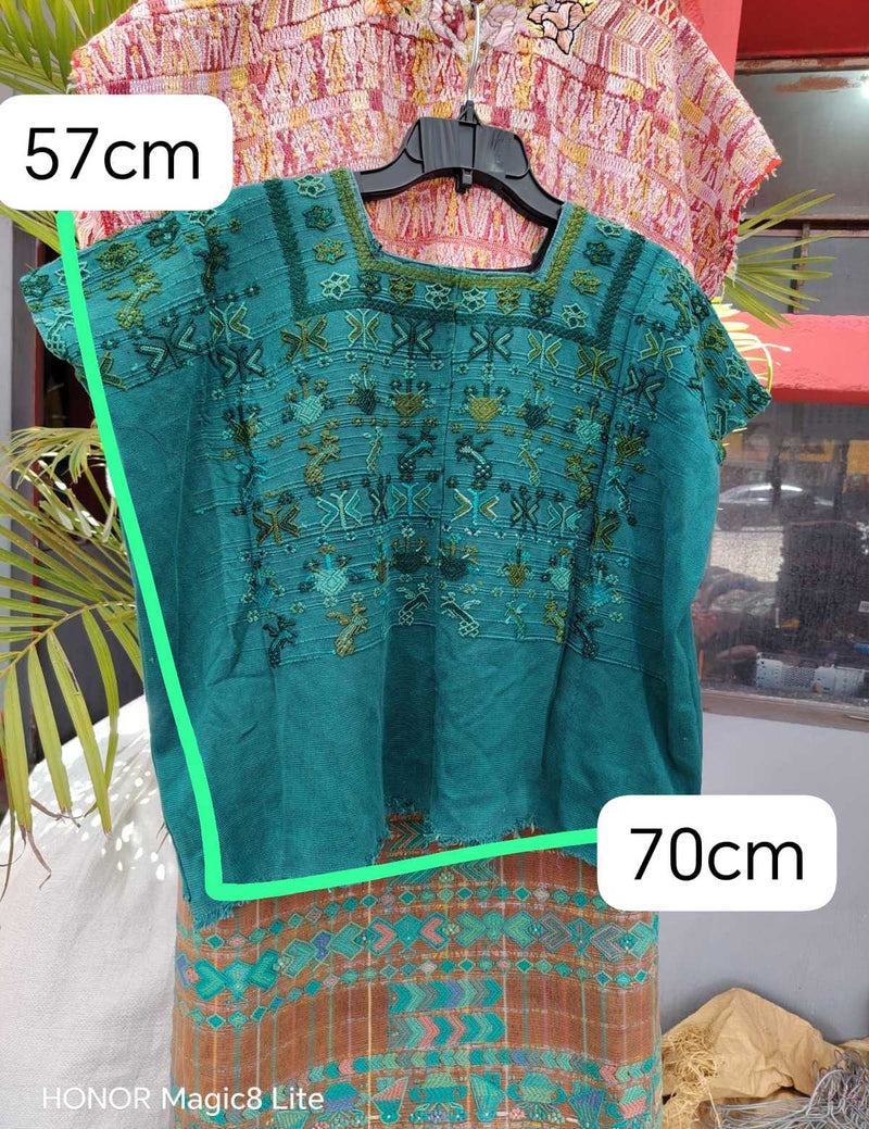 (Reserved for Anne) Deep turquoise San Lucas Toliman huipil #5-215