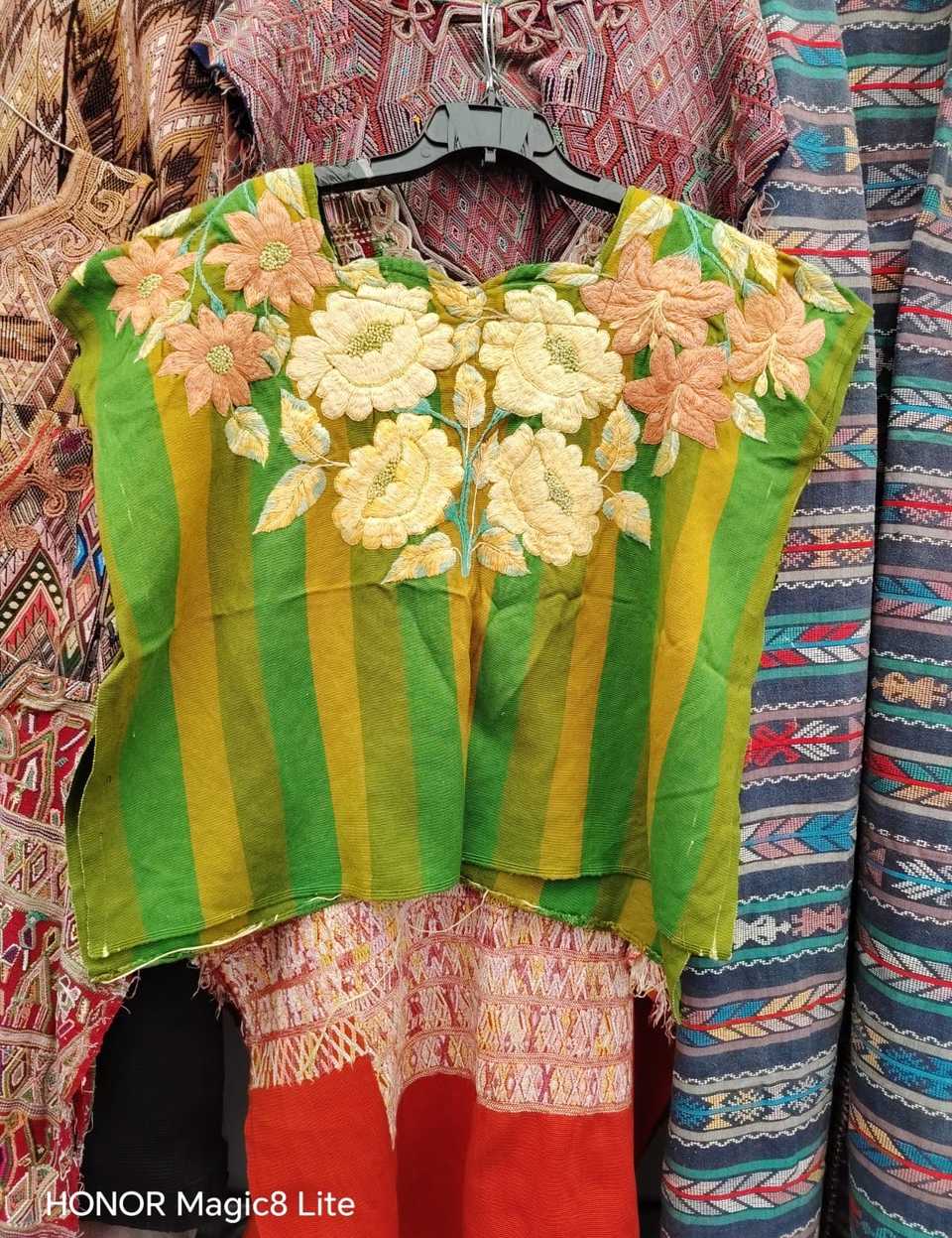 Green and primrose Santiago huipil #4-333