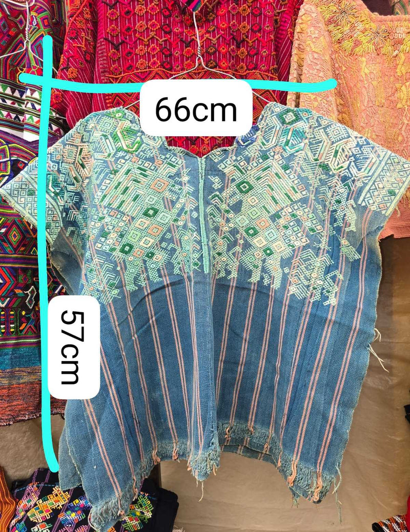 Indigo and pale green Nahuala huipil #6-163