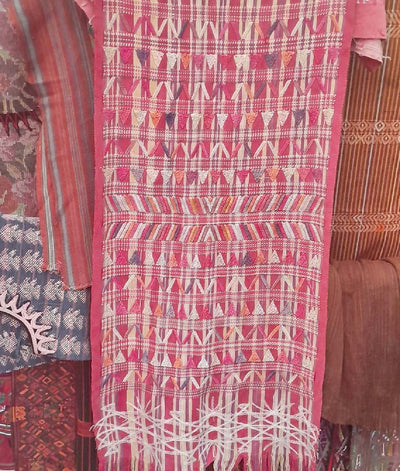 Blue Santiago huipil and pink tzute for Anne