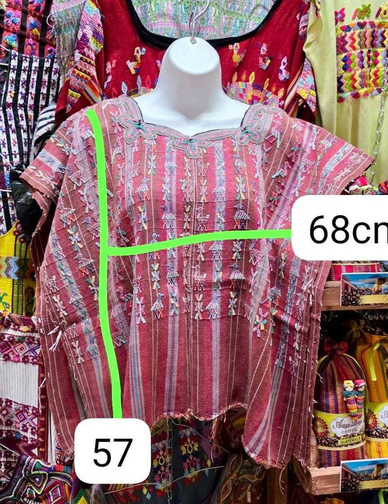 Red and brown striped Nebaj huipil #6-136