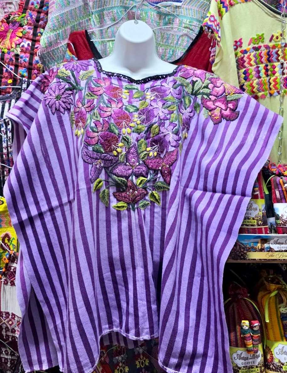 (Reserved for Anne) Berry on purple Santiago huipil #6-126