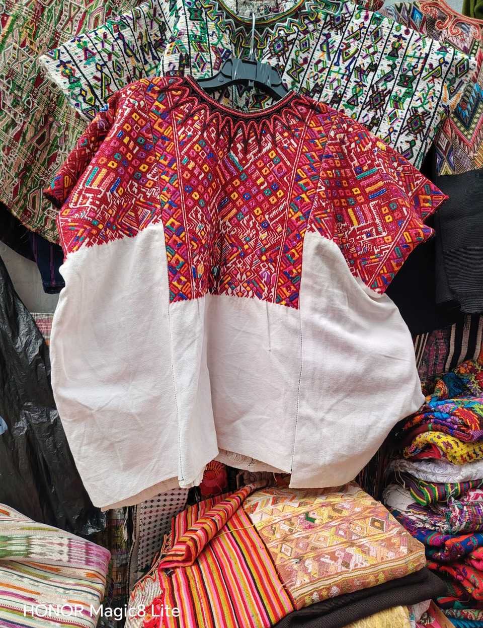 Red and white Chichicastenango huipil #4-305