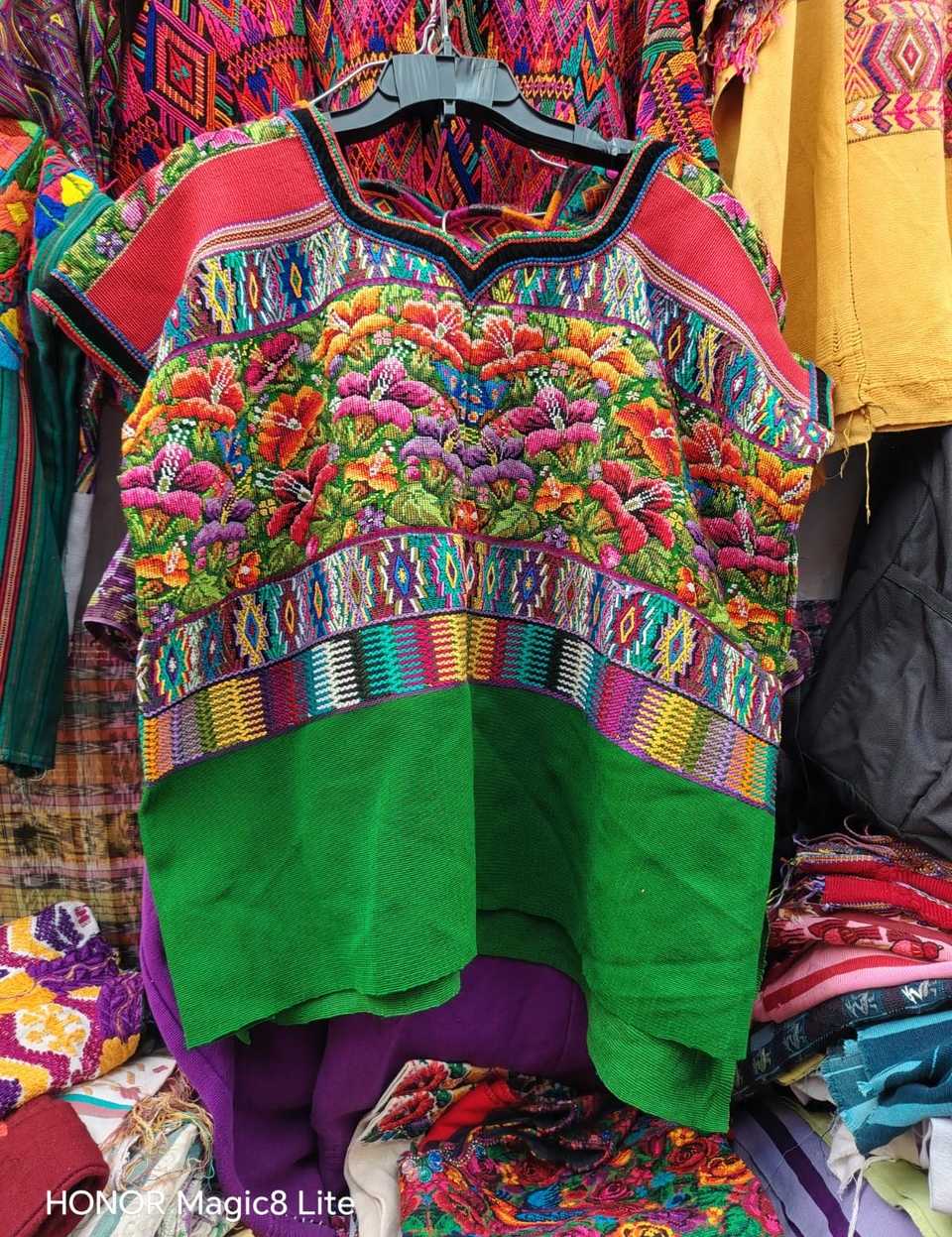 Floral on green Aguas Calientas huipil #4-251