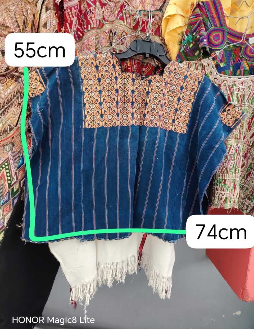 Indigo and coral Nahuala huipil #5-50