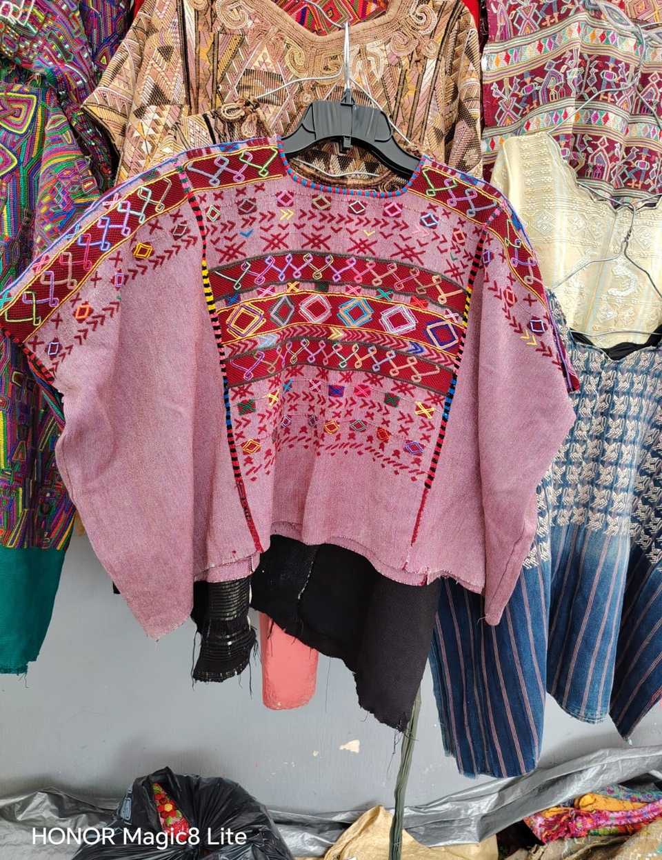 Red and pink Colotenango huipil #5-371