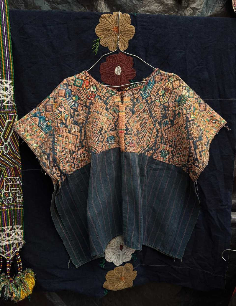 Indigo quetzales Nahuala huipil #5-304