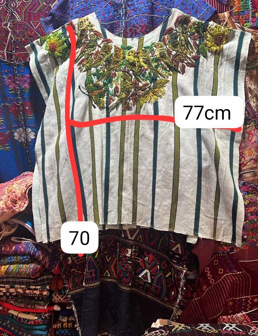 Green striped Santiago huipil #3-62