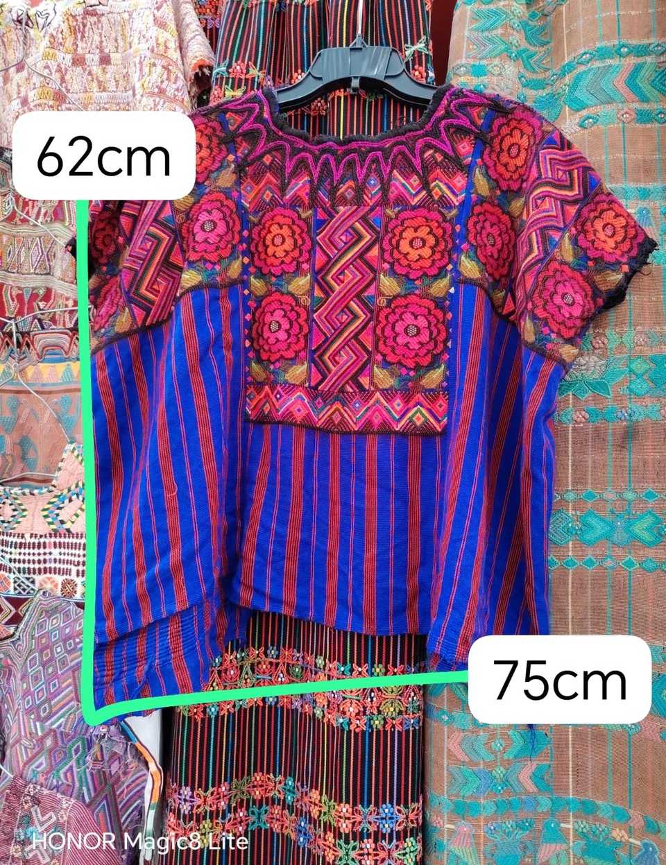 Blue red and pink Chichicastenango huipil #5-113