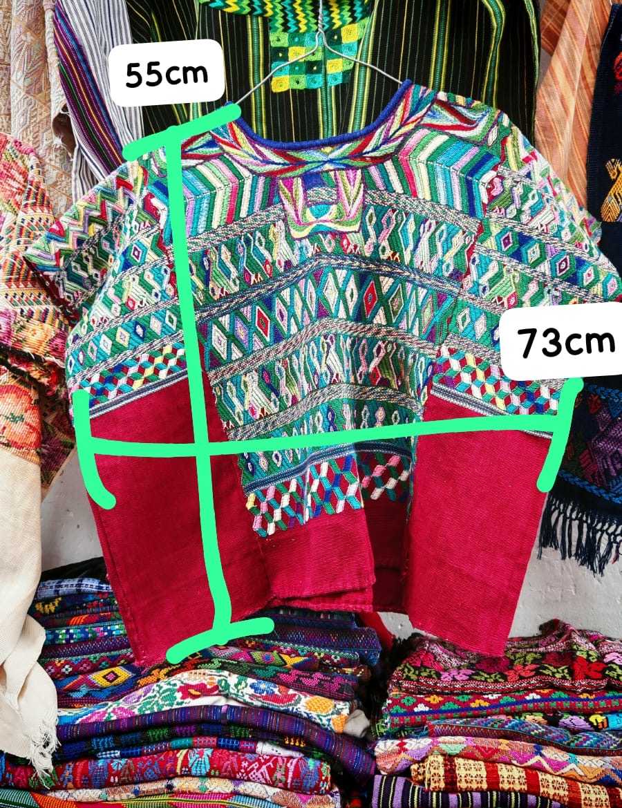 Blue and red San Juan Cotzal huipil #2-3