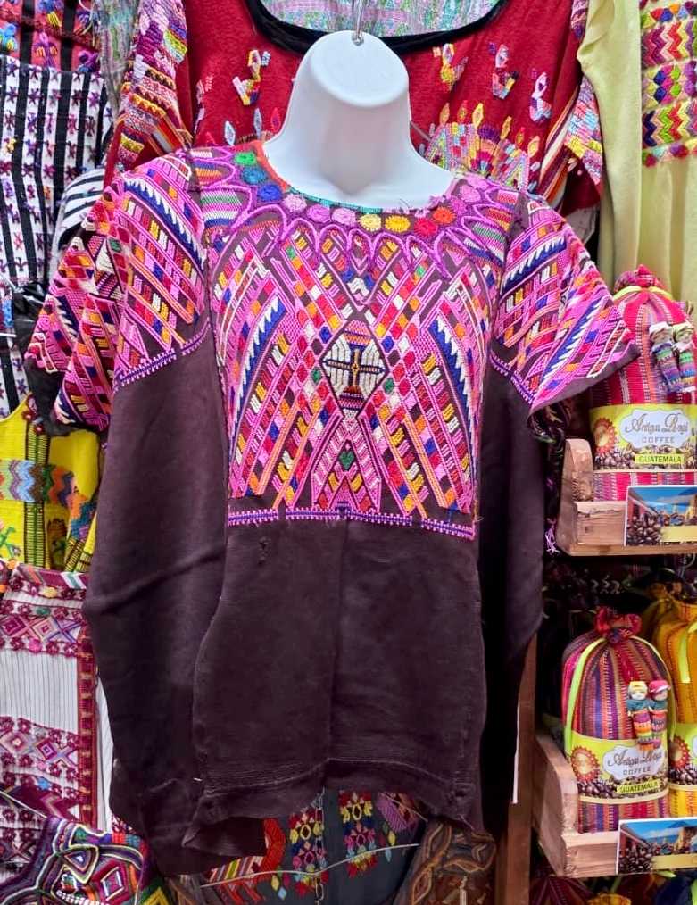 Silk geometric Chichicastenango huipil #6-135