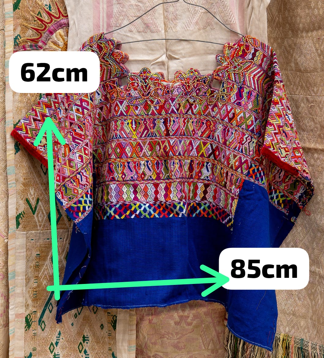 Red and blue San Juan Cotzal huipil (reserved for Anne)