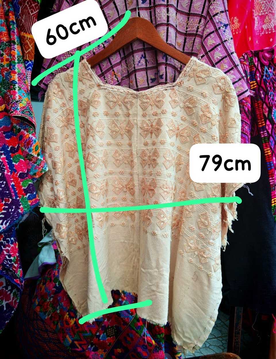 Cream butterflies San Lucas Toliman huipil #6-70