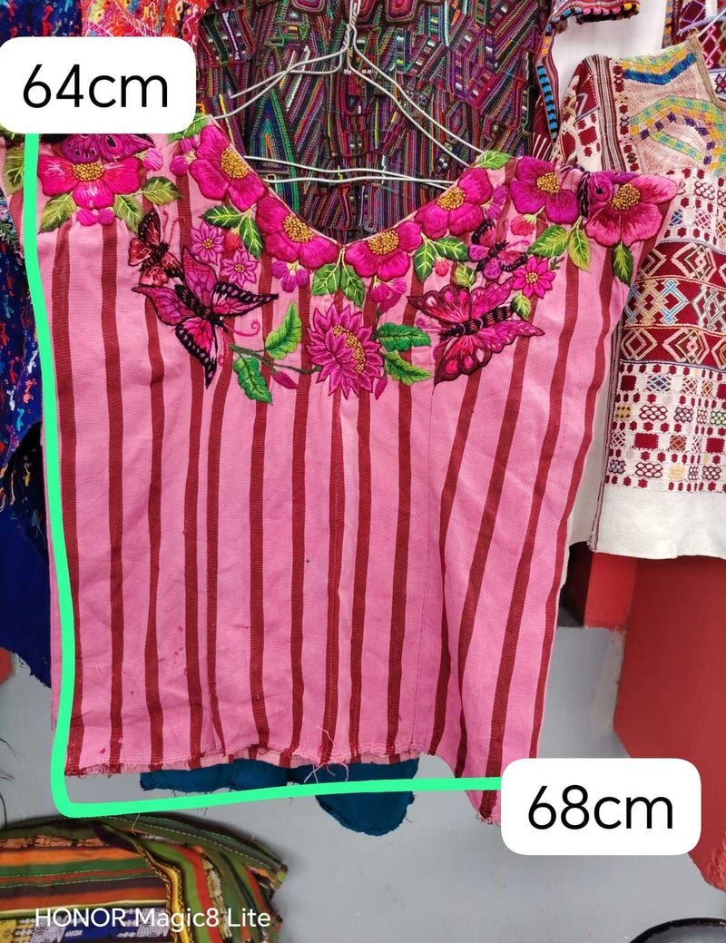 Pink butterflies Santiago huipil #6-143