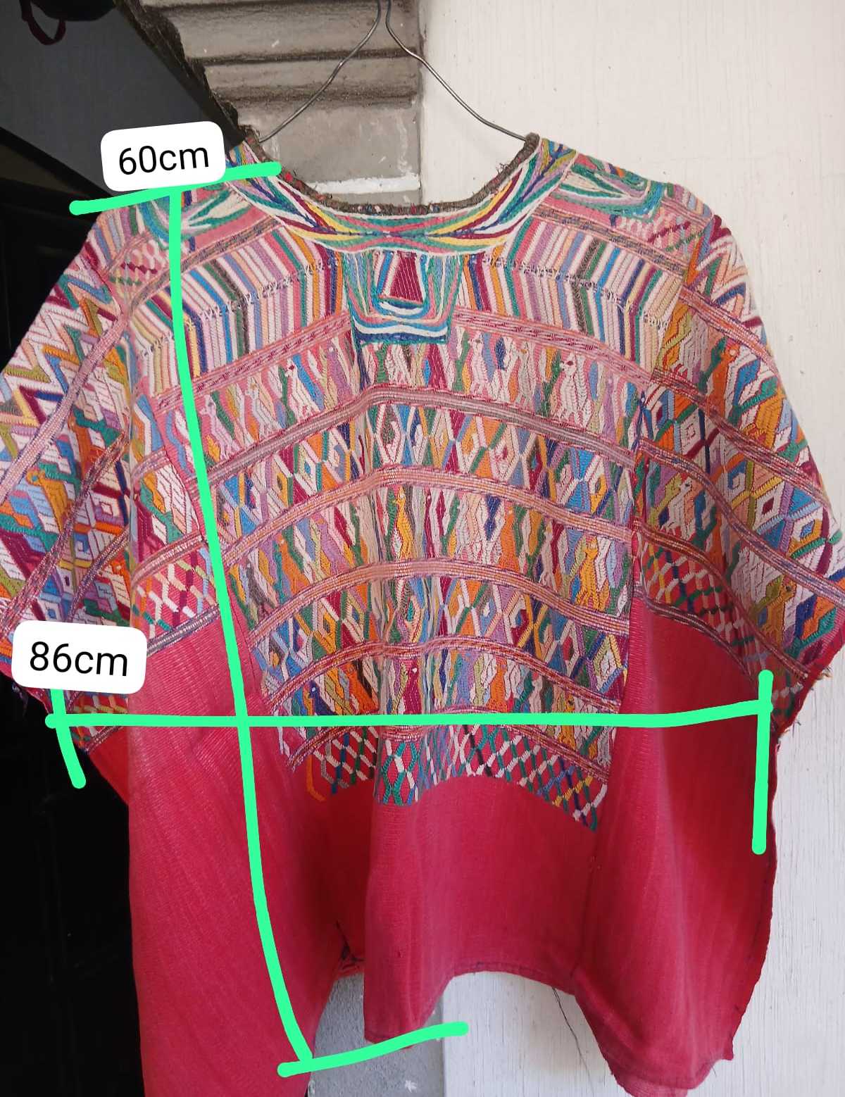 Red and blue San Juan Cotzal huipil #2-25