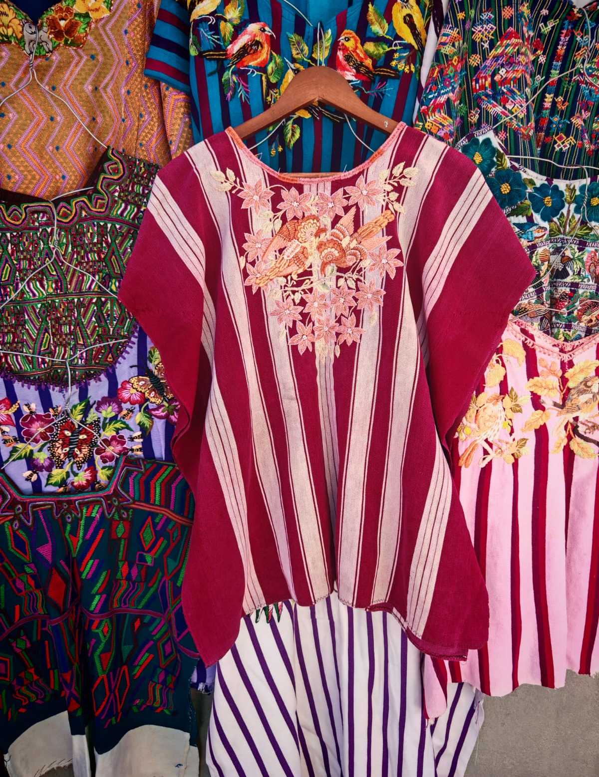 Red and pink Santiago huipil #2-17