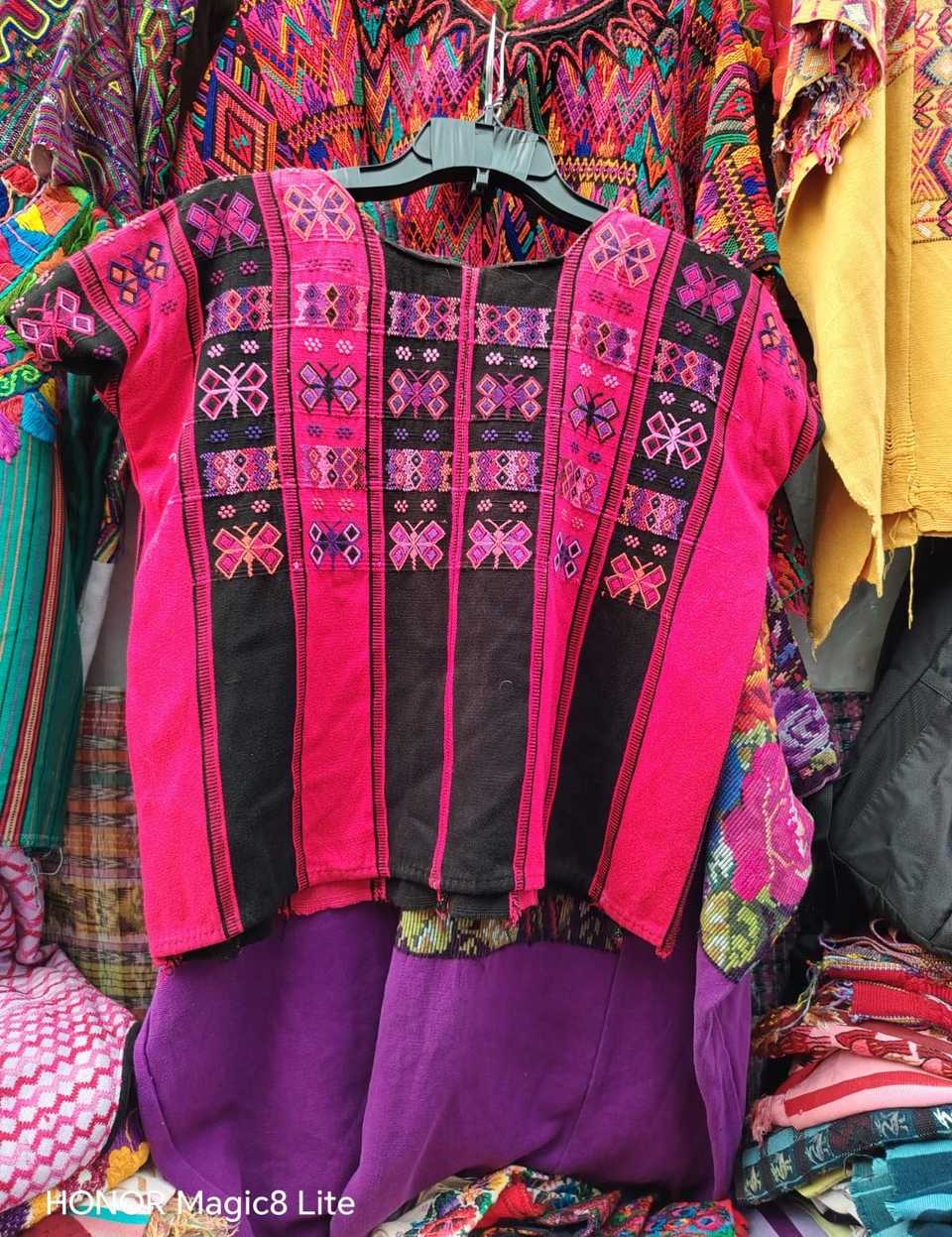 Hot pink and lilac San Lucas Toliman huipil #4-255