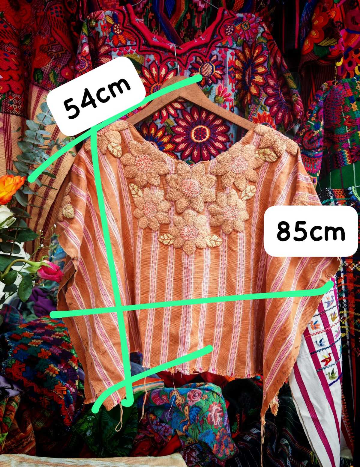 Brown and blush floral Santiago huipil #6-21