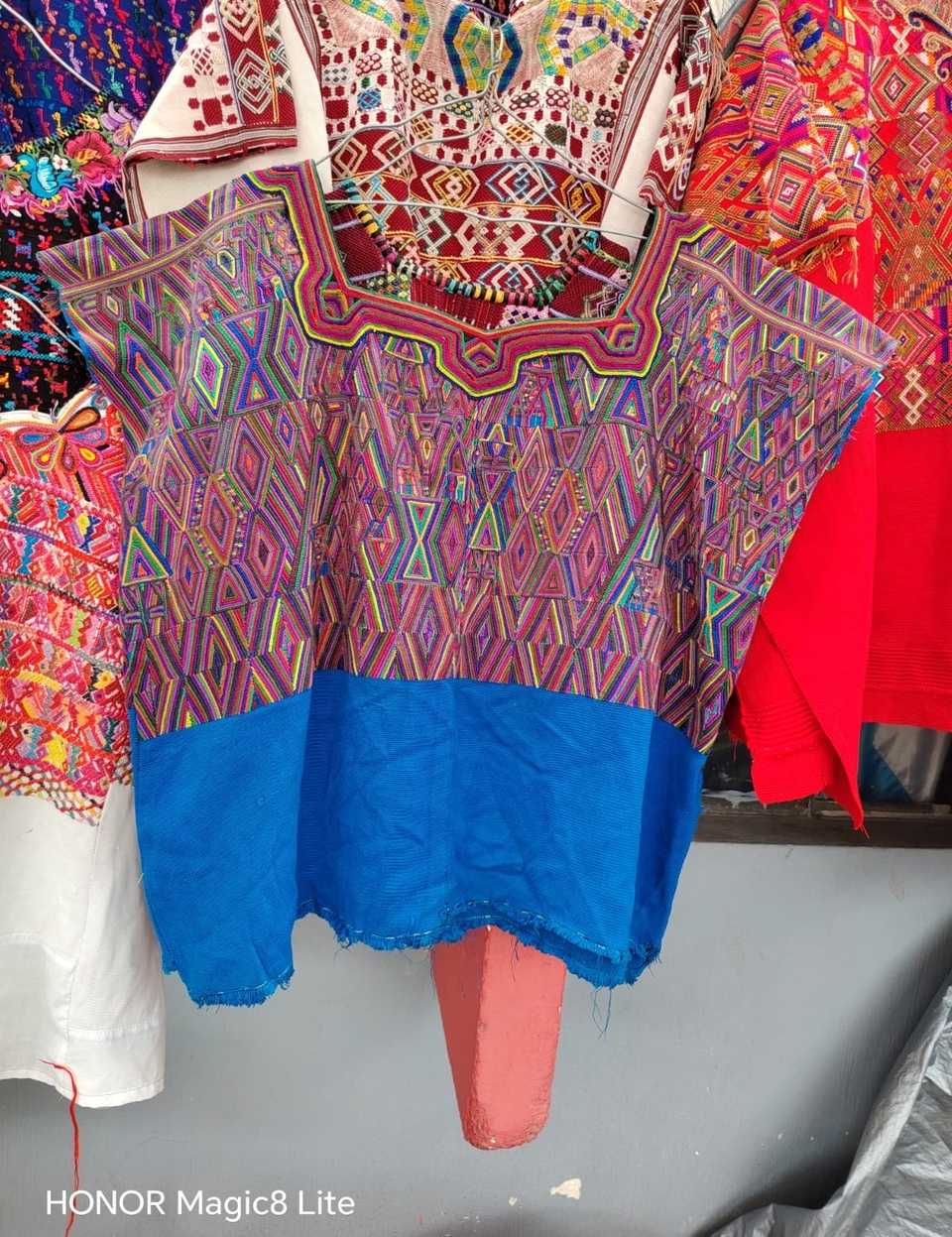 Pink and blue Nebaj huipil #6-112