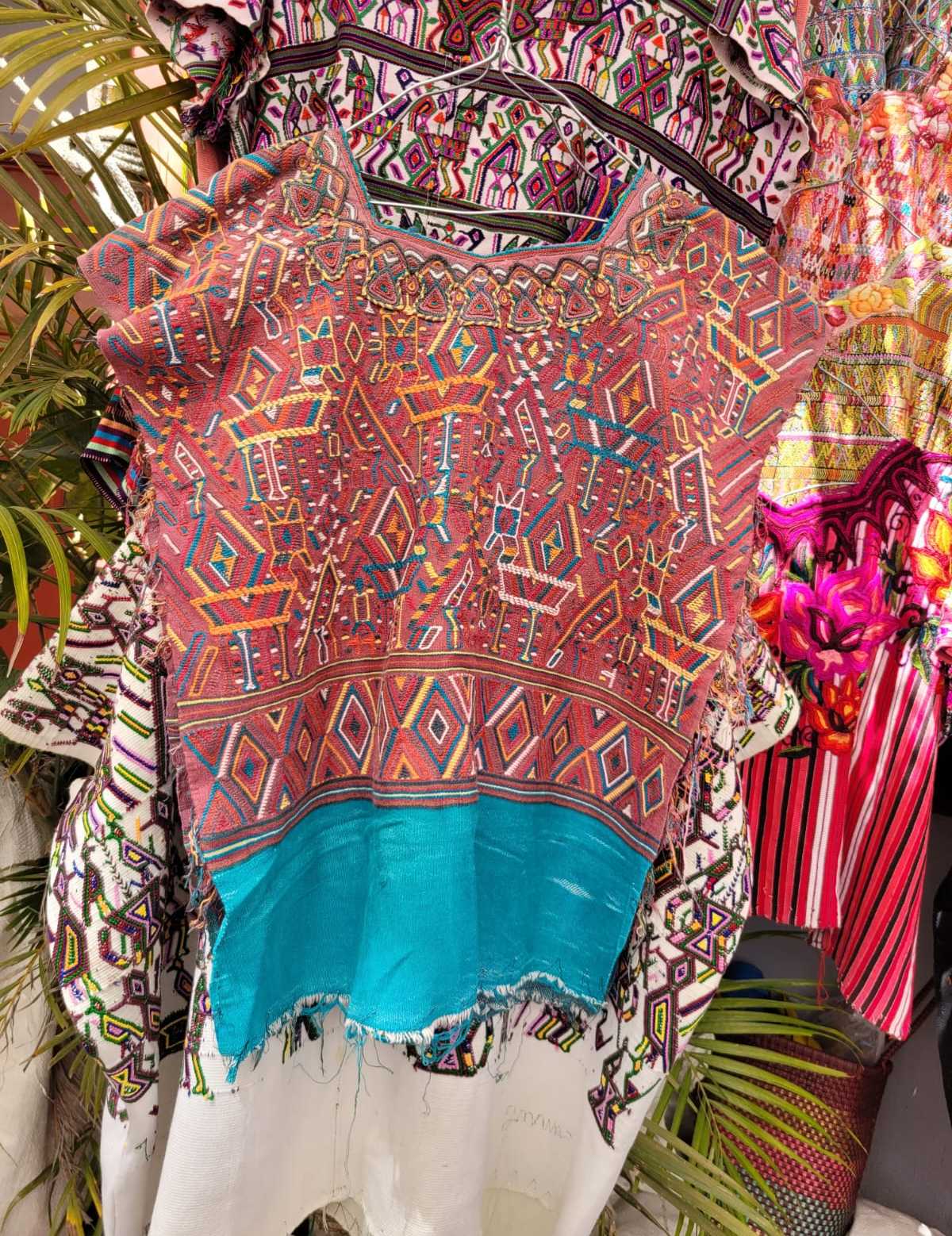 Blue and reddish brown Nebaj huipil #3-65