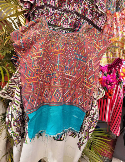 Blue and reddish brown Nebaj huipil #3-65