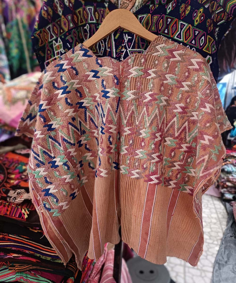 Vintage Guatemalan huipil with handwoven Mayan embroidery