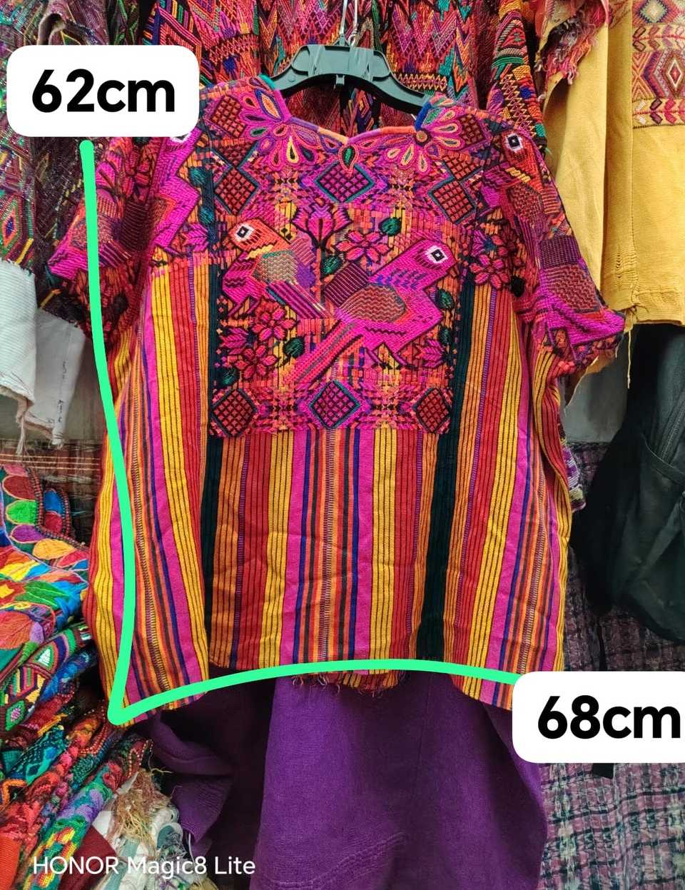 Pink and mustard parrot Chichicastenango huipil #4-265