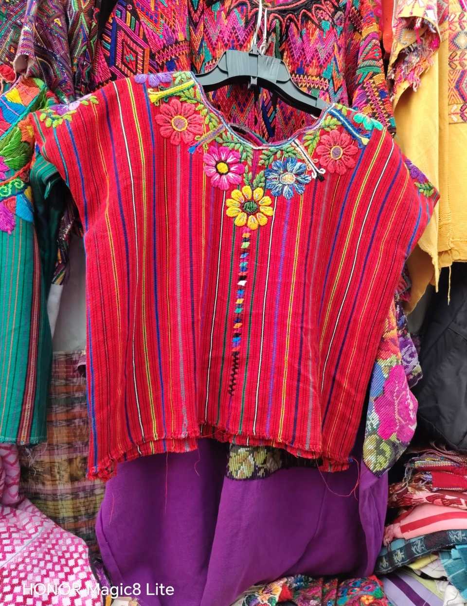 Floral red Santiago huipil #4-259