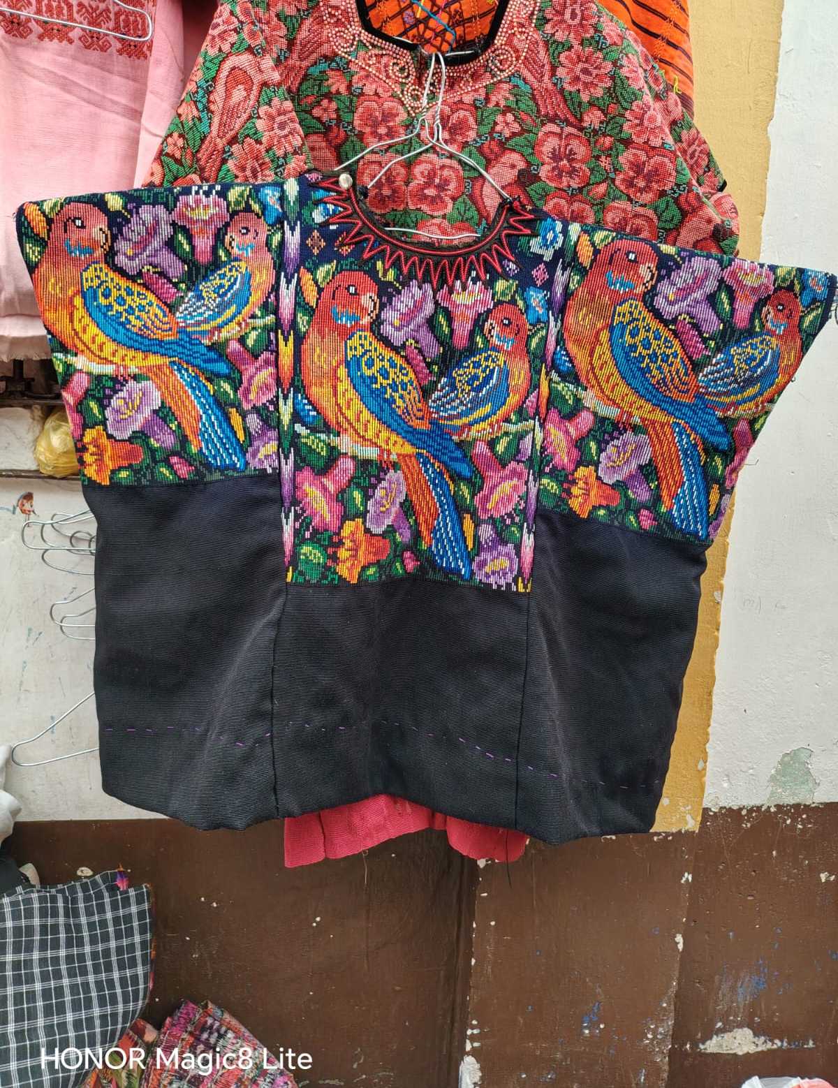 Colourful Parrots Chichicastenango Huipil #6-358