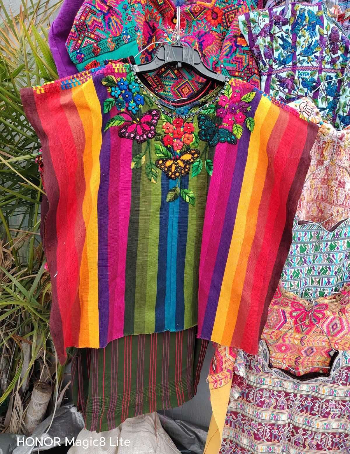 Colourful striped butterfly Santiago huipil #4-197