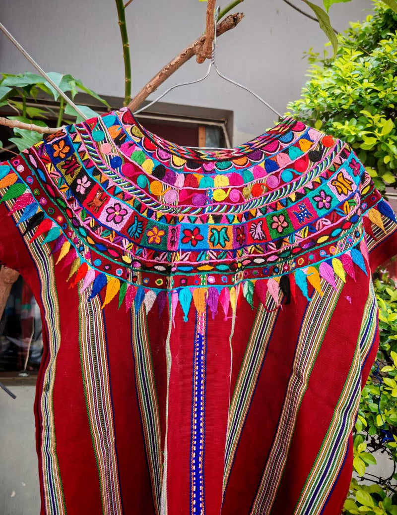 Colourful on Red Patzun Huipil #6-257