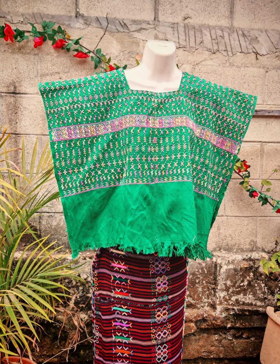 Green and pink San Lucas huipil #4-288