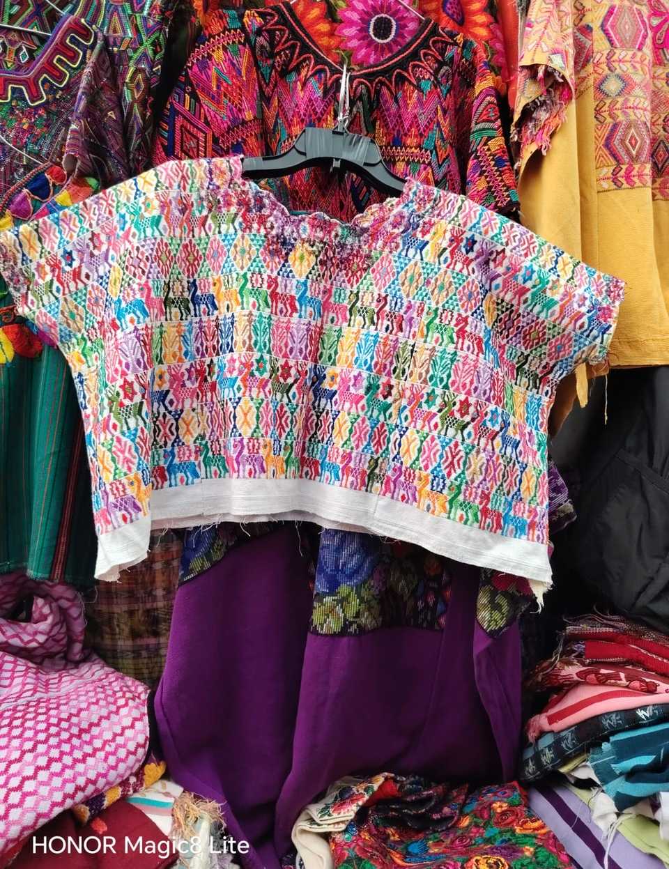 Colourful on white Coban huipil #4-256