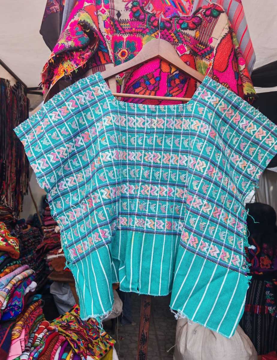 Turquoise and pink San Lucas huipil #5-10