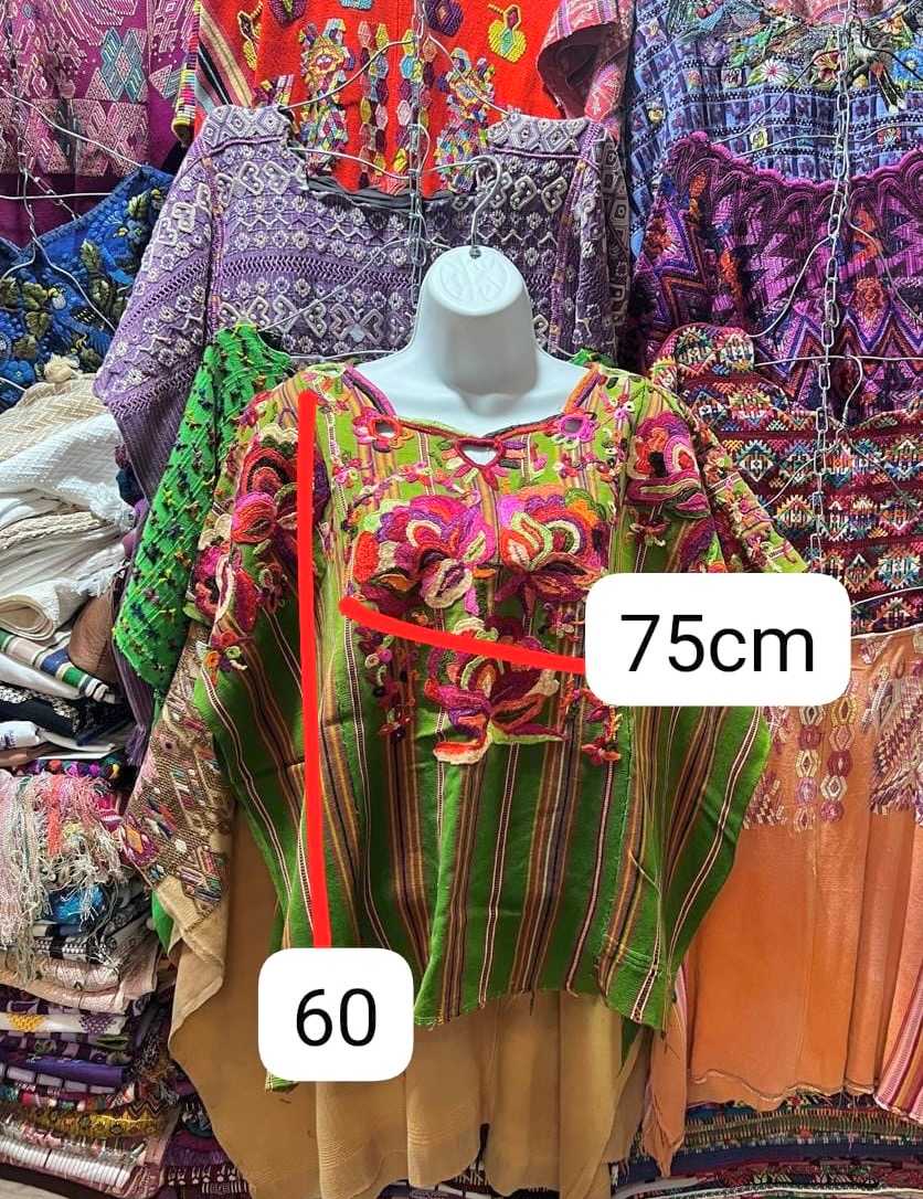 (Reserved for Laura) Green and pink floral Chichicastenango huipil #5-202