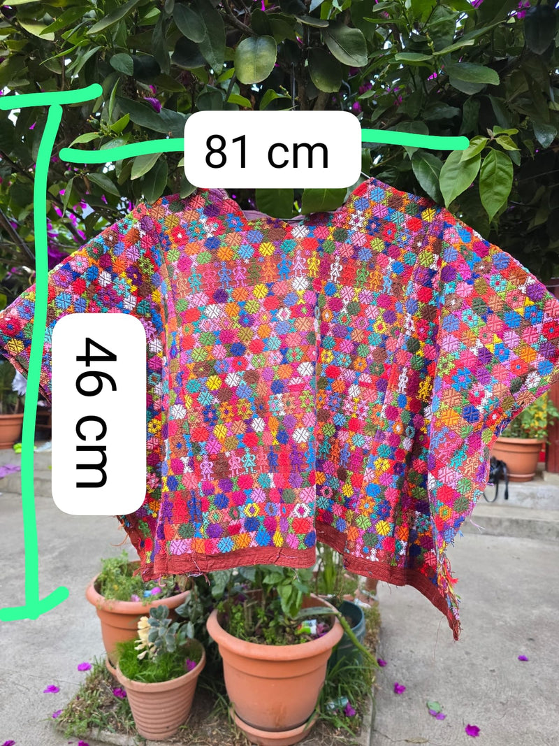 (Reserved for Lissa) Colourful on orange Coban huipil