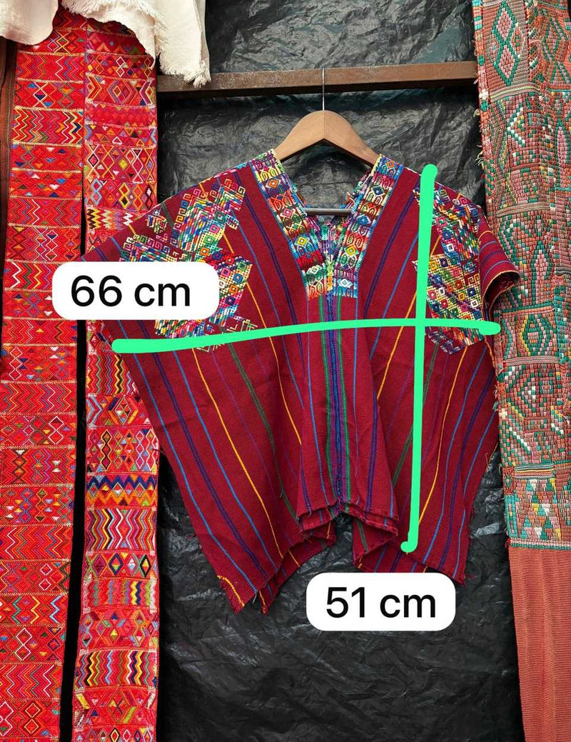 Burgundy striped Nahuala huipil #6-76
