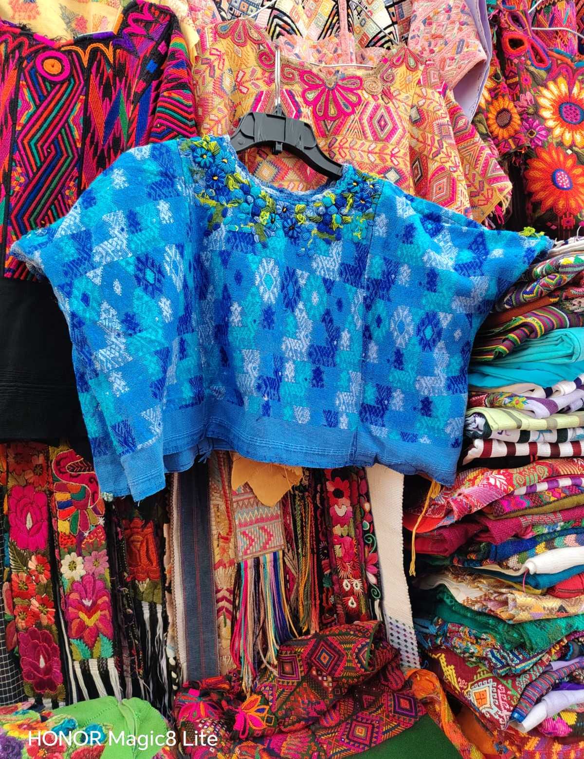 Short blue Coban huipil #4-160