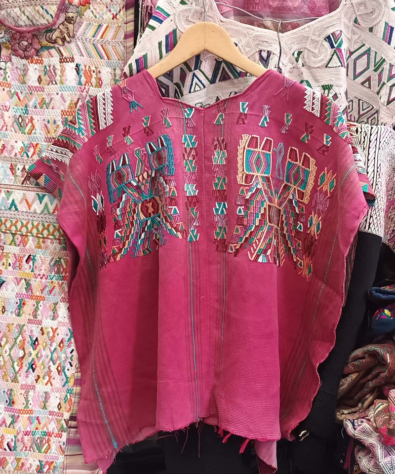 Vintage Guatemalan huipil with handwoven Mayan embroidery