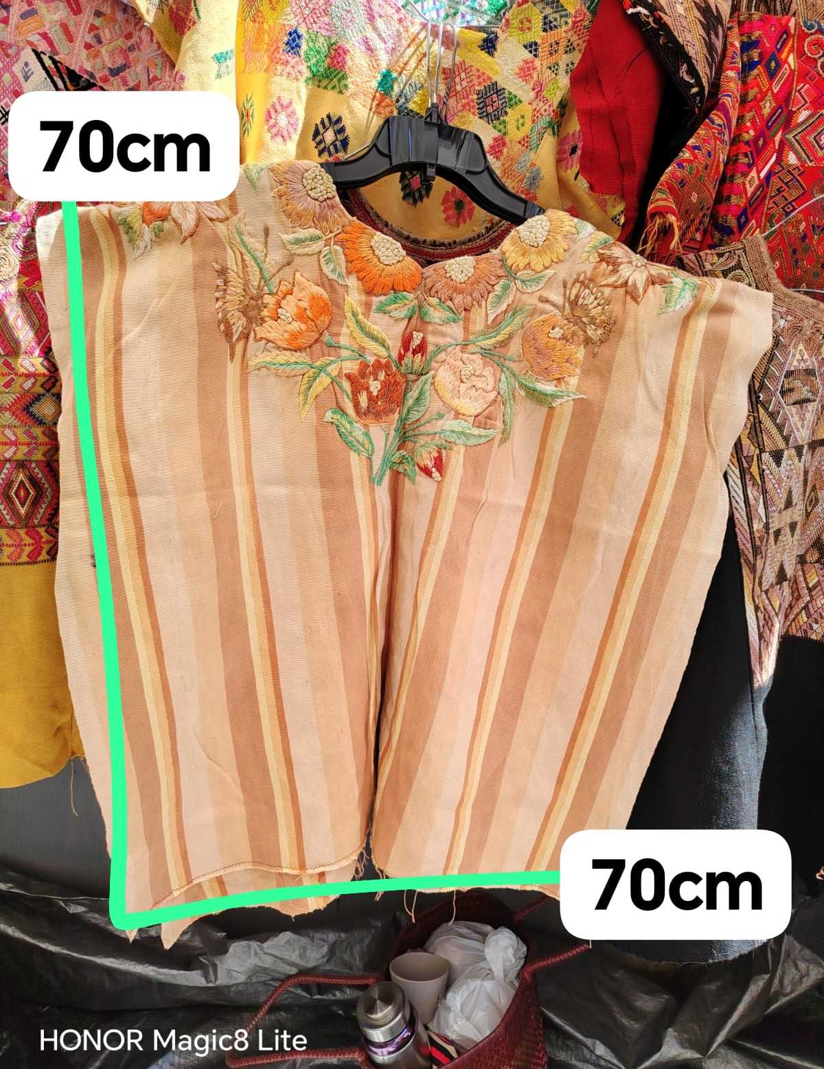 Beige striped Santiago huipil #4-69