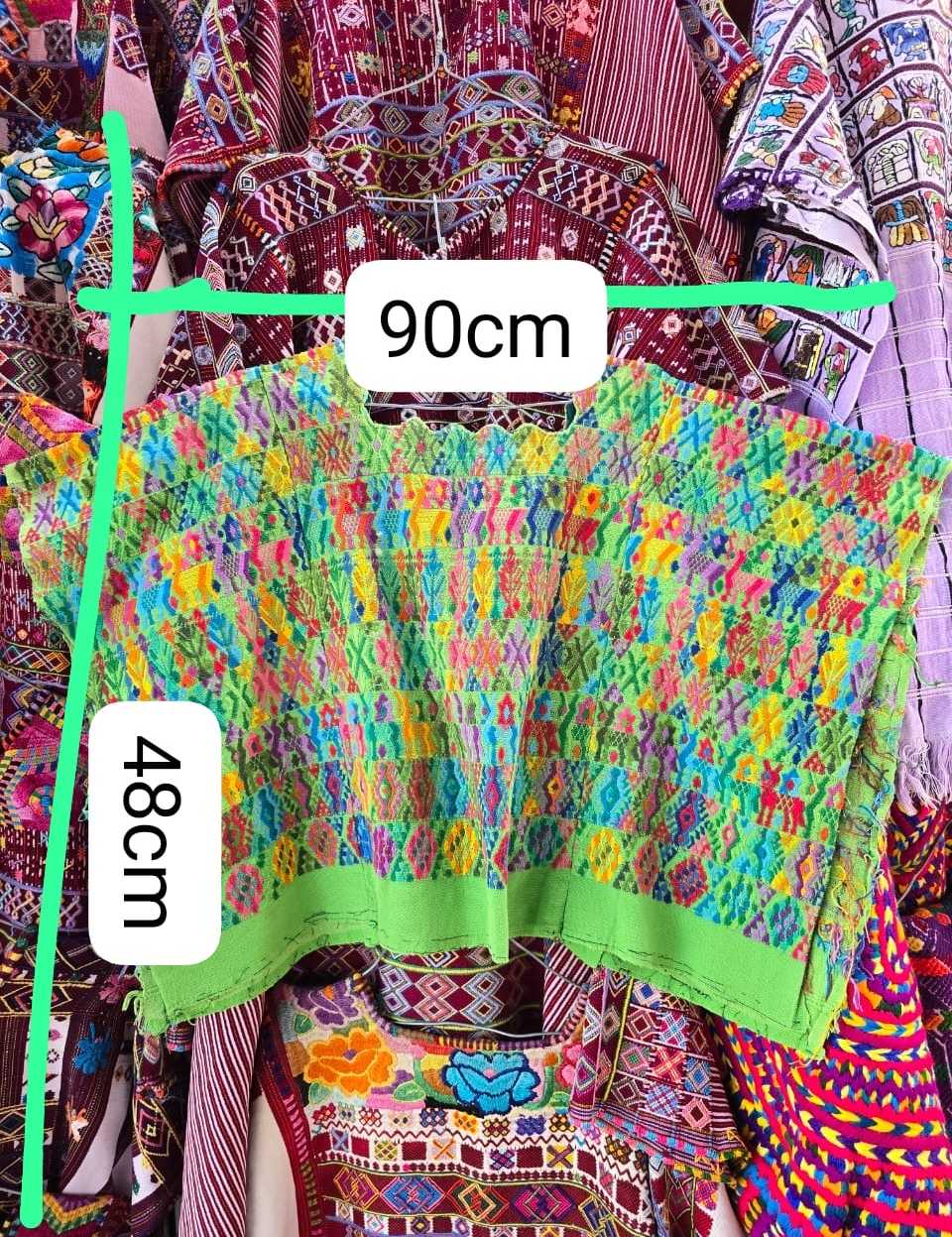 Colourful on Green Coban Huipil #6-386